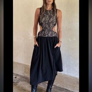 WeWoreWhat Cutout Midi Lace Black Dress Sz medium